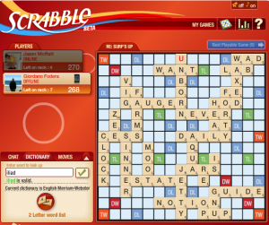 Scrabble Game Against Gio via Facebook