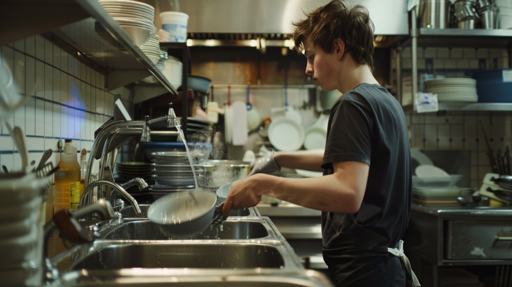 boy washing dishes